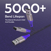 Câble de charge rapide USB-A vers USB-C 3A de luxe, couleur ombrée, 1 m, prise en aluminium, gaine en PVC, boîtier métallique, compatible iPhone/iPad, appareil photo, MFI Stock