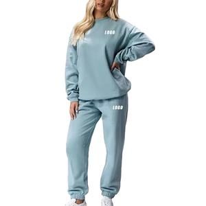 Trajes de chándal de manga larga de secado rápido para mujer, chaqueta de cuello redondo, Color sólido, diseño personalizado, holgado, hecho de algodón - Product Image 1