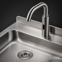 Wastafel Cuci Tangan Otomatis Sensor Stainless Steel SUS304 Dua Stasiun 1500x600x900mm