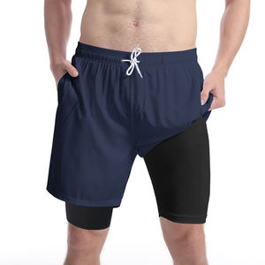 OEM Custom Sublimation Printed Quick Dry Double Layer Swim <b>Shorts</b> GYM Workout Drawstring <b>Shorts</b> For <b>Men</b> <b>Compression</b> <b>Shorts</b> - Product Image 2