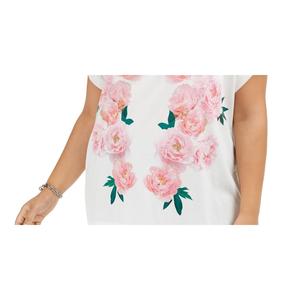 T-shirt Oversize da Donna Tommy Hilfiger Taglie Forti 3X con Stampa Floreale, Top Casual in Jersey Estivo 3D Seta e Cotone Bianco - Product Image 3