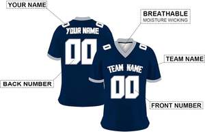 Venta al por mayor de camisetas de fútbol americano para hombres con logotipo personalizado, ropa deportiva transpirable con cuello en V, manga corta, opciones de talla grande disponibles - Product Image 3