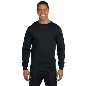 Nueva Camiseta básica lisa de manga larga con cuello redondo para hombre de algodón al por mayor - Product Image 4