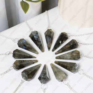 Venta al por Mayor de Péndulos Facetados de Labradorita y Piedra Lunar Tallados para Feng Shui, Uso Europeo - Product Image 2