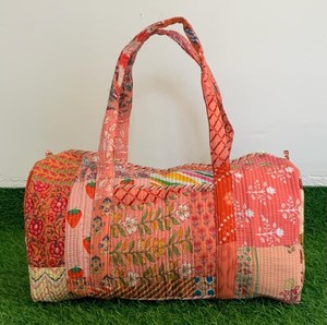 Bolsa de Lona de Algodón de Lujo Hecha a Mano con Estampado de Bloques en Tono Melocotón, con Cierre, Gran Capacidad, Duradera, para Deporte, Viajes, Gimnasio, Yoga, Acolchada - Product Image 2