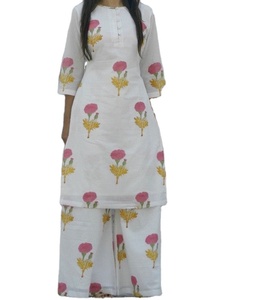 Pink Mogra Pallazo Set Indian Fashion Styling Quality <b>Kurti</b> and Pants From Indian Manufacturer - Product Image 3