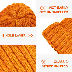 Gorro Waffle de alta calidad personalizado Unisex, gorro de punto de invierno con logotipo de parche de cuero teñido liso con bordado 3D para la playa - Product Image 5