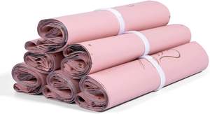 Paquete de 100 bolsas de polietileno de agradecimiento de 25x33 cm con asa y sello autoadhesivo, diseño con estampado en rosa y dorado - Product Image 5