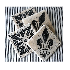 Sous-verres en marbre avec logo personnalisé Tampons et Mads Produit au design élégant à utiliser sous-verre pour restaurants les plus exigeants - Product Image 1