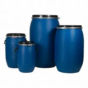 200L plastik davul mavi HDPE kimyasal mühürlü yağ varil 200 litre/KG şişirme kova çift kapaklı 55 galon plastik davul