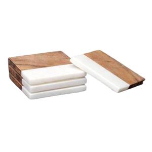 Ensemble de 4 sous-verres en marbre pour la cuisine Ensemble de sous-verres fantaisie avec marbre blanc et ustensiles de cuisine finis couleur or - Product Image 3