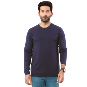 Camiseta de manga larga de color azul para hombre, camiseta lisa informal de cuello redondo, de Sportar Internacional, venta al por mayor - Product Image 2