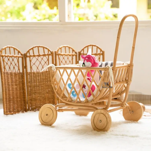 Cochecitos de bebé hechos a mano para niños, cochecitos de juguete, carro de ratán para bebé, juguetes para niños, cochecitos para muñecas, precio barato al por mayor - Product Image 3