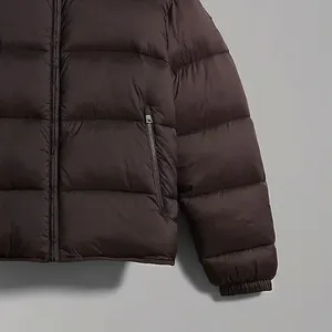 Men's Winter Hooded Puffer Jacket Thick Down Filled Windproof Zipper Closure Casual Style Solid <b>Colour</b> Polyester Outerwear - Product Image 3