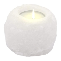 Support de bougie sphérique en sel de l'Himalaya blanc naturel 750g, base de lampe pour bougies chauffe-plat, fabriqué au Pakistan, 10cm, pour lampe en sel