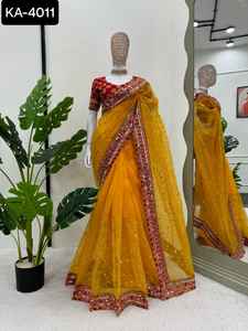 ชุดส่าหรีผ้าไหมออร์แกนซ่าสำหรับผู้หญิงคอลเลคชั่นเทศกาลและงานแต่งงานแฟนซีใหม่ล่าสุด - Product Image 6