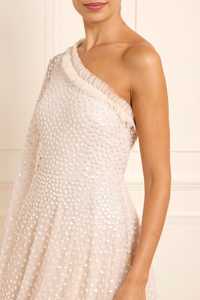 Cómodo vestido maxi de gasa acampanado de maternidad bordado cuello alto manga regular fiestas de graduación reuniones salidas Casuales - Product Image 4