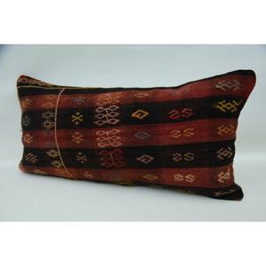 Oreiller à carreaux Kilim en laine brune 12x24 pouces motif tartan oreiller décoratif en soie tissée à imprimé floral de luxe - Product Image 3