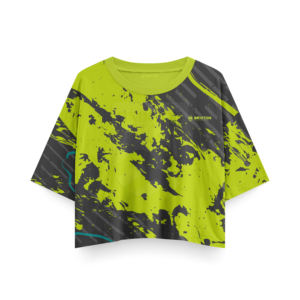 Crop top femme décontracté à manches trois quarts, coupe ample, imprimé intégral, respirant, séchage rapide, éco-responsable, streetwear personnalisé, haute qualité - Product Image 1