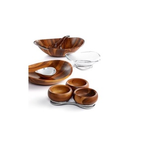 Assiette design haut de gamme Nettoyage facile Assiettes rondes en bois d'acacia Fabrication d'assiettes en bois d'Inde - Product Image 1