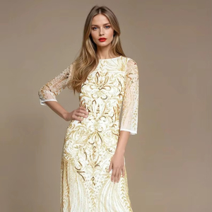 Atractivo elegante cena vestido de graduación señora cuentas de cristal bordado a mano fiesta vestido largo mujeres Sexy vestidos de noche formales - Product Image 1