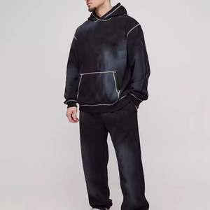 Ensemble de sweat-shirts d'hiver en coton 100% respirant brodé, logo personnalisé, surdimensionné, streetwear sportif, survêtement pour hommes et femmes, 300g - Product Image 6