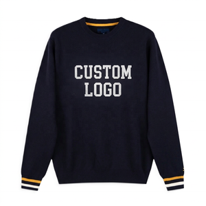 <b>Navy</b> <b>Women's</b> Crew Neck Sweatshirt With Contrast Ribbed Trim And Front Custom Logo - Product Image 1