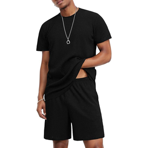 Ensemble de vêtements de sport d'été 2 pièces pour hommes-T-shirt et short assortis pour l'entraînement sportif-Tenue quotidienne décontractée - Product Image 1