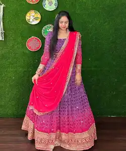 Готовый Комплект Lehenga Choli, стильные нарядные платья для женщин: модное платье миди для вечеринки с блестками для женщин