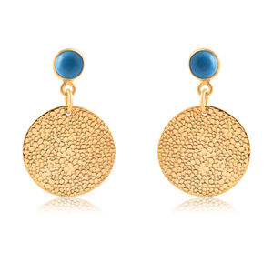 Pendiente chapado en oro de Plata de Ley 925, colección de pendientes de piedras preciosas de turquesa natural - Product Image 1