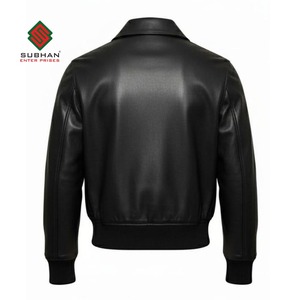 Blouson aviateur en cuir synthétique noir A-2 pour homme, fait main |   Style vintage aviateur et décontracté d'hiver |   Offrez-lui un cadeau - Product Image 2