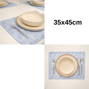 8 Piece 100% Cotton <b>Blue</b> <b>Placemat</b> Set with Stripes Pattern Decorative Table Mats 35x45cm Durable Elegant Dining Table Accessory - Product Image 6