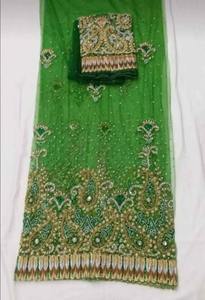 Tela de Georgette india de alta calidad, trabajo con cuentas pesadas, bordado somalí George Wrapper, vestidos de fiesta para niñas, recién llegados - Product Image 3