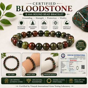 Pulsera de cuentas redondas de 8 mm de piedra de sangre certificada, piedra preciosa energizada con Reiki para fortaleza, coraje y meditación - Product Image 3