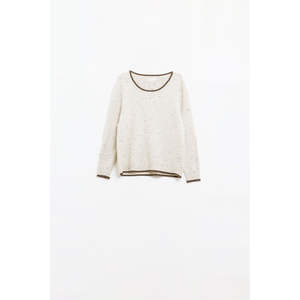 Suéter Floral con Estampado Moteado para Mujer, con Cuello de Lazo, Logotipo Frontal, Casual, Largo, Transpirable, Listo para el Invierno, con Apliques Florales - Product Image 1