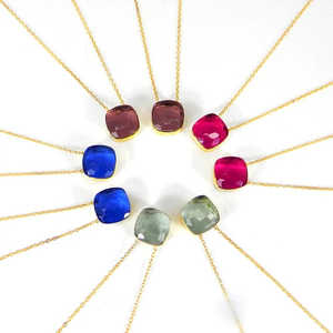 Collar de cadenas finas de plata de ley 92,5 con piedras preciosas de corte multifútbol Producto Premium - Product Image 3