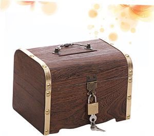 1 caja de embalaje para decoración de libros, Maleta Vintage, caja de madera para mesa, caja de almacenamiento, decoración de monedas de madera, joyería - Product Image 5