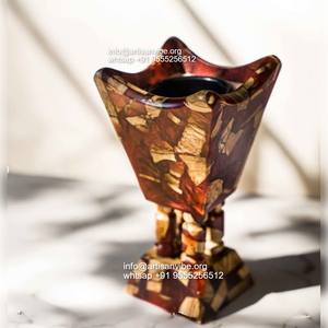 Quemador de incienso Mubkhar de resina y madera redondo hecho a mano para Ramadán para uso aromático diseño islámico - Product Image 6
