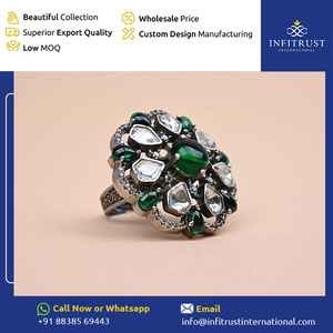 Distribuidor de renombre que vende motivos florales elegantes hechos en la India anillos de moissanita chapados en plata oxidada Ropa Étnica para niñas a la venta - Product Image 2