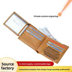 Portefeuille à fermeture éclair en cuir unisexe avec doublure en lin Porte-cartes multifonction portable - Product Image 3