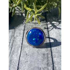 Bague en argent sterling opale faite à la main par des artisans navajo, taille 8 - Product Image 1