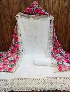 Nouvelle robe matériel costume pour top foux jorjet broderie avec travail manuel avec broderie en organza Dupatta - Product Image 2