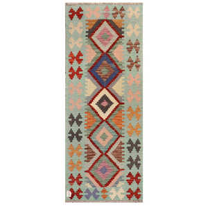 Alfombra Kilim de Maimana, Afganistán, 193 x 75 cm, Alfombras y Juegos de Alfombras - Product Image 1