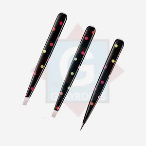 Fournitures de cils greffés avec logo personnalisé pince à sourcils en gros Design imprimé à pois en acier inoxydable - Product Image 3