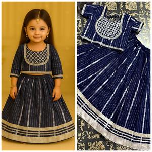 Étnico indio Punjabi estilo pakistaní Lehenga Choli para niñas niños seda Shalwar Kameez para boda ropa de fiesta festiva - Product Image 1