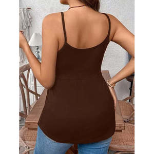 Women'<b>s</b> Front Cross Strap Long Viscose <b>Blouse</b>, 36640 - Coffee - Product Image 5