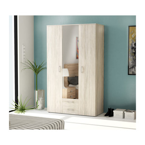 Kit Armadio 3 Ante + 2 Cassetti con Specchio 120x200x52 cm Bianco/Venato K083 - Product Image 1