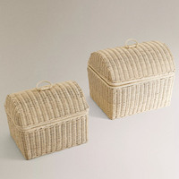 Panier de rangement en rotin naturel durable Coffre de rangement en osier fabriqué à la main pour enfants jouets articles pour bébés ou décoration de pépinière