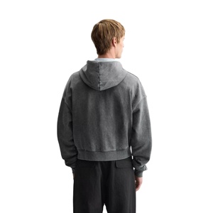 Sweat-shirts à capuche pour homme personnalisés de qualité supérieure, délavés à l'acide, à épaules tombantes, nouvelle mode streetwear, thermique, 100% coton, décontractés, à fermeture éclair - Product Image 2