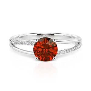 Bague de promesse Jeulia en platine 14K plaqué rhodium, à tige fendue personnalisée, avec pierre de naissance et coupe ronde - Product Image 6